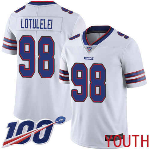 Youth Buffalo Bills #98 Star Lotulelei White Vapor Untouchable Limited Player 100th Season NFL Jersey->youth nfl jersey->Youth Jersey